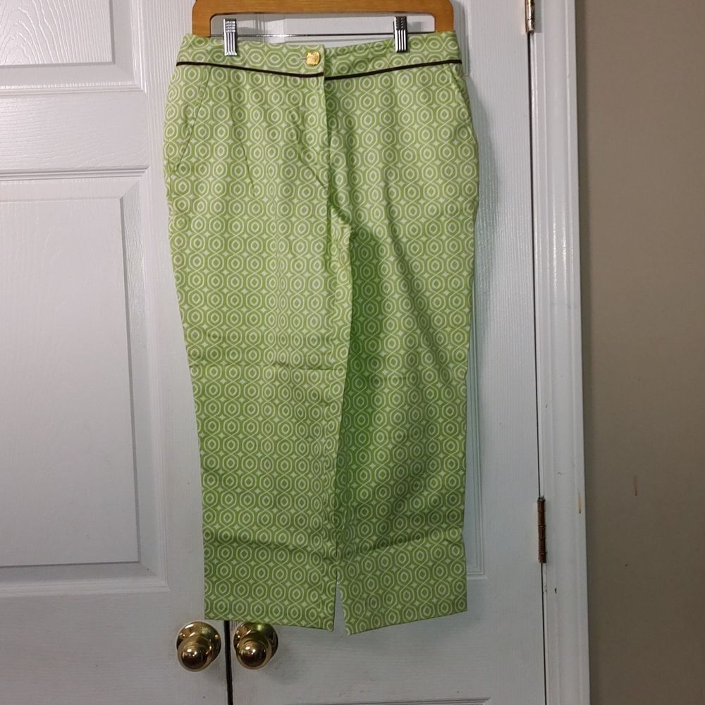 Island Republic lime green white cropped capris Sz 4